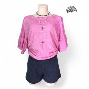 NWT Pink Ruffle Sleeve Tee‎ | Plus Size Cotton T-Shirt | Soft Girl Aesthetic